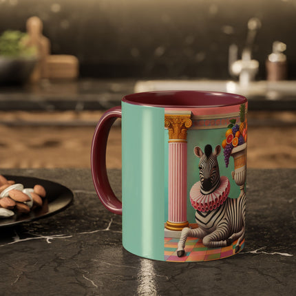 Still Life with Zebra, Fruit, and Pink Columns Colorful Mugs (11oz, 15oz)