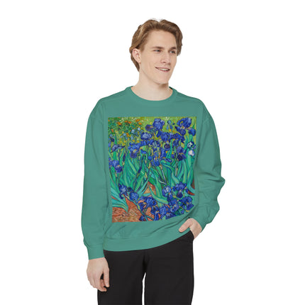 Irises by Vincent Van Gogh Unisex Garment-Dyed Sweatshirt