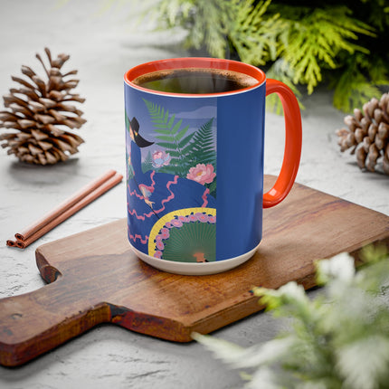 The Lady Of The Garden Stroll Colorful Mugs – Art Deco Botanical Elegance