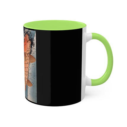 Carp Swimming up a Waterfall by Yashima Gakutei Colorful Mugs, 11oz