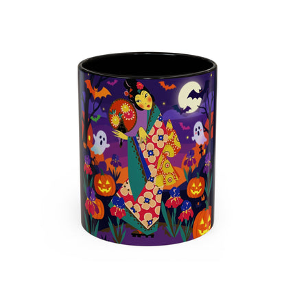 🌙🎃 The Moonlit Garden Masquerade Colorful Mug – Floral Halloween Charm
