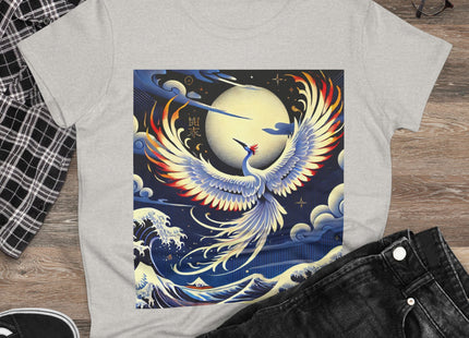 Majestic White Crane Women's Midweight Cotton Tee