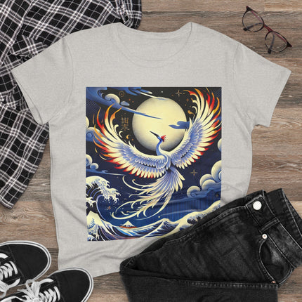 Majestic White Crane Cotton Tee