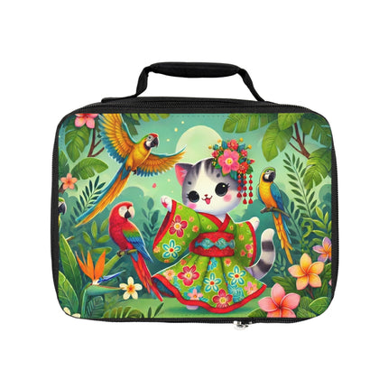 Parrot Dance of the Geisha Kitten Lunch Bag – Tropical Joy & Playful Twirl