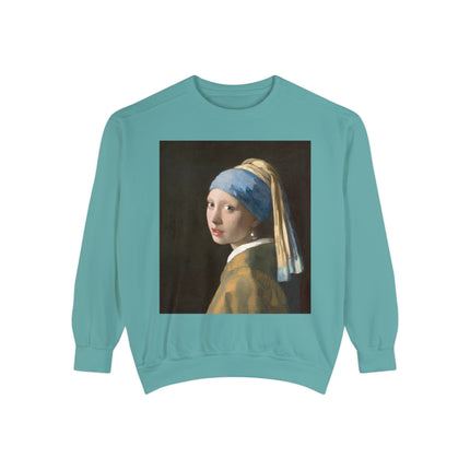 Girl with a Pearl Earring by Johannes Vermeer Unisex Garment-Dyed Sweatshirt