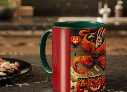 Jack-O’-Lantern Drums & The Kabuki Rabbit Colorful Mugs (11oz, 15oz)