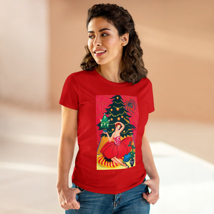 Art Deco Christmas Enchantment Women's Midweight Cotton Tee
