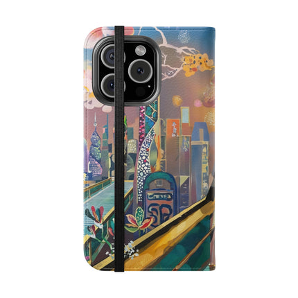 🤖🌆 Cyber Punk Robot Models Flip Case – Futuristic Fashion & Neon Elegance