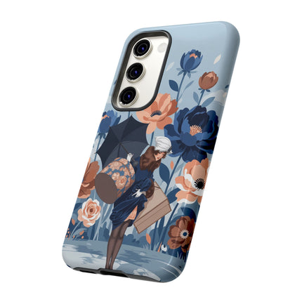 ☂️🌺 The Lady Of The Traveling Garden Phone Case – Art Deco Floral Adventure