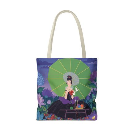 🧶🌸 The Lady Of The Enchanted Knitting Garden Tote Bag – Art Deco Floral Fantasy