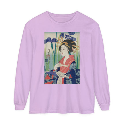 Woman with Bookmark and Book Garment-dyed Long Sleeve T-Shirt