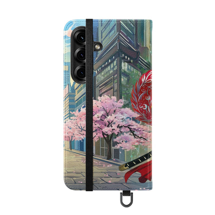 🦁🦊⚔️ Cyberpunk Lion Samurai Flip Case – Futuristic Honor & Kitsune Spirit