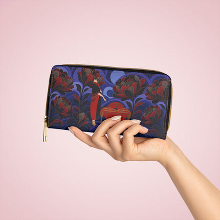 🌹💜 The Crimson Moonlight Garden Wallet – Art Deco Floral Mystery