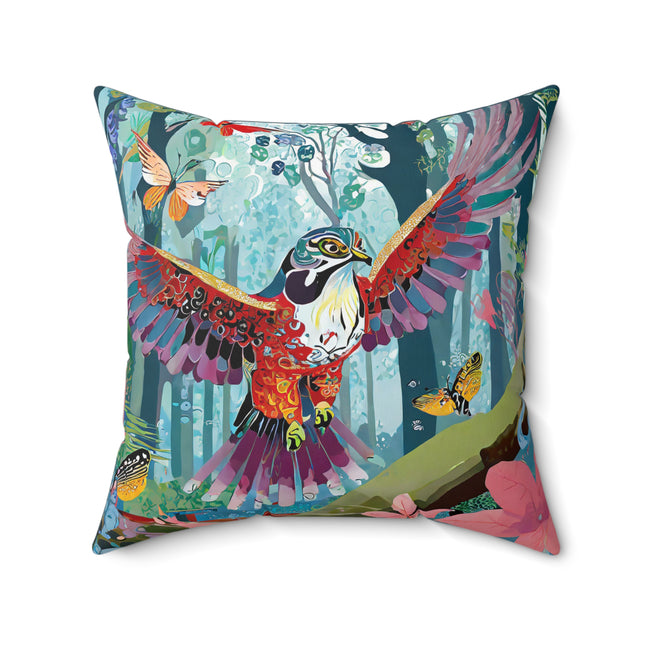 A Colorful Raptor Spun Polyester Square Pillow