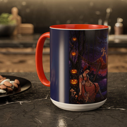 🌙🎃 Moonlit Mischief In The Pumpkin Grove Colorful Mug – Whimsical Halloween Fantasy