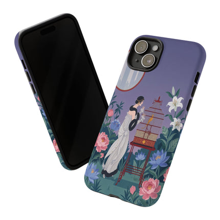 🌸🐦 The Lady Of The Garden Birdcage Phone Case – Art Deco Floral Elegance