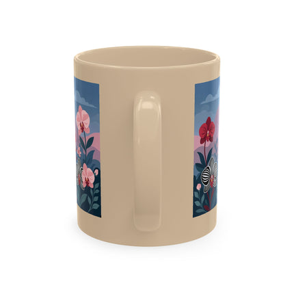 🖤🌸 The Lady Of The Striped Orchid Garden Ceramic Mug – Art Deco Fashion Elegance
