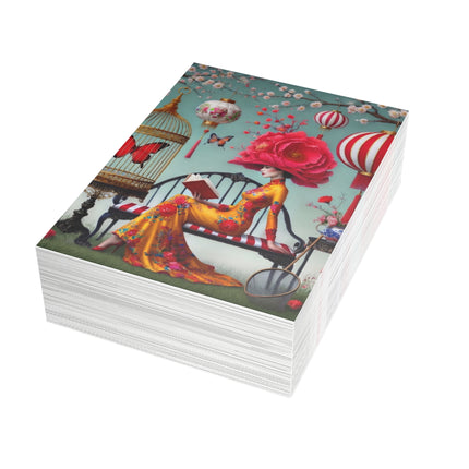 Reading In A Painted Garden Postcard Bundles (envelopes included) - Bundles of 10, 30, 50 Pieces