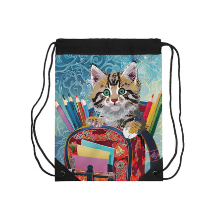 Whiskered Wanderings Drawstring Bag