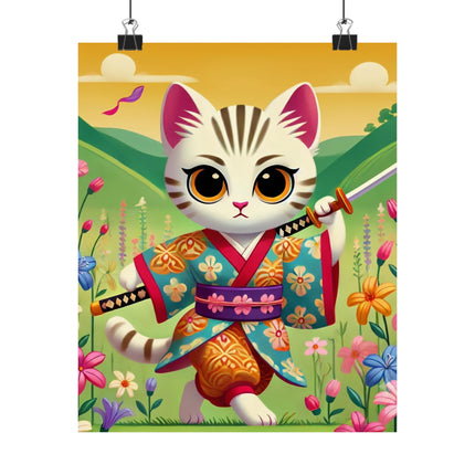⚔️🐱 Samurai Kitten Matte Vertical Poster – Courage, Honor & Whimsical Adventure