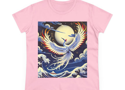 Majestic White Crane Women's Midweight Cotton Tee