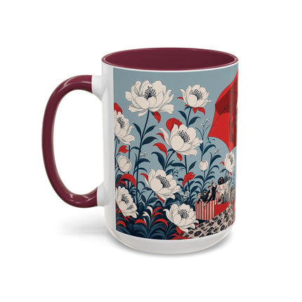 ❤️🌺 The Scarlet Parasol Spectacle Colorful Mug – Art Deco Fashion Elegance