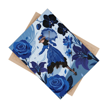 ☔💙 The Blue Rain Promenade Ceramic Tile – Art Deco Floral Fashion