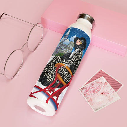 Elegant Winter Woman in Sleigh Slim Water Bottle