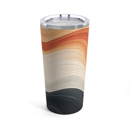 Wave Pattern in Hues of Beige, Orange, Grey, and Black Tumbler 20oz