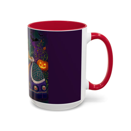 🎭🎃 The Masquerade Beneath The Pumpkin Lantern Colorful Mug – Theatrical Halloween Charm