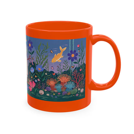 🐠🌸 The Lady Of The Underwater Flower Garden Ceramic Mug – Art Deco Aquatic Whimsy