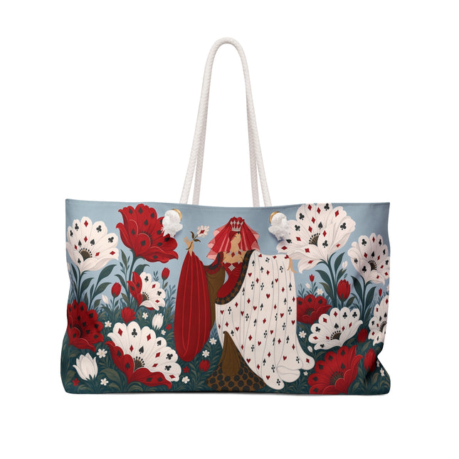 ❤️♠️ The Enchanted Playing Card Garden Weekender Bag – Art Deco Floral Fantasy