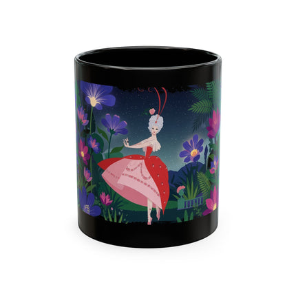 🌙🌺 The Lady Of The Midnight Flower Garden Ceramic Mug – Art Deco Floral Elegance