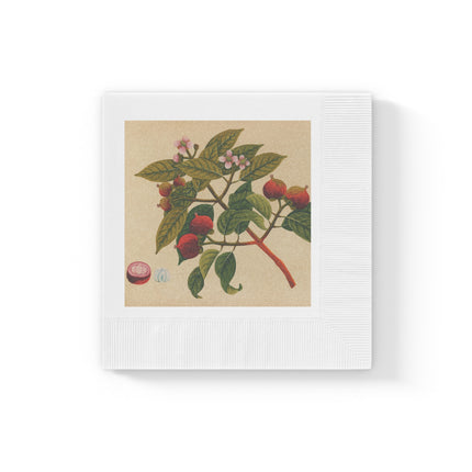 Album of watercolors of Asian fruits and flowers Pl.17 by Anonymous White Coined Napkins