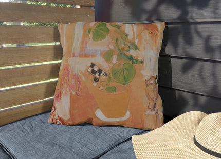Still Life with Bronze Head by Oskar Moll Outdoor Pillows