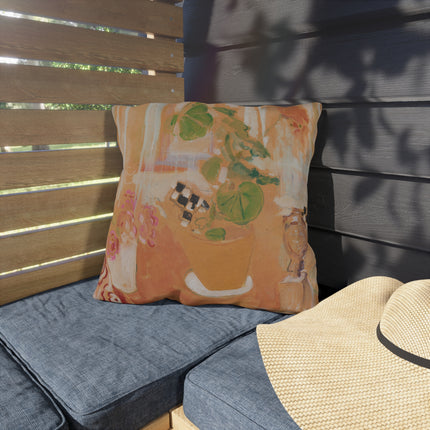 Still Life with Bronze Head by Oskar Moll Outdoor Pillows