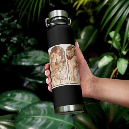 The Seasons by Alphonse Maria Mucha Copper Vacuum Insulated Bottle, 22oz