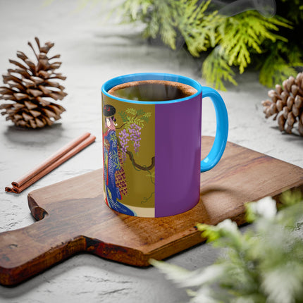 Wisteria Elegance Colorful Mug (11oz, 15oz) – Floral Beauty, Kimono Art & Timeless Grace