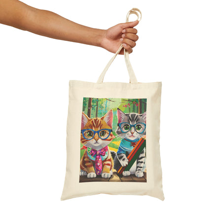Kitten Scholars Cotton Canvas Tote Bag
