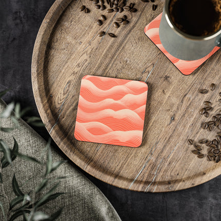 Hues of Orange and Beige Wave Pattern Coasters