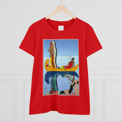 Le long du Missouri (Indian couple in a canoe on the Missouri River) by George Barbier Women's Midweight Cotton Tee