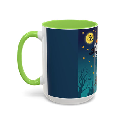 🐈‍⬛🎃 The Flying Black Cats Of Halloween Colorful Mug – Whimsical Storybook Charm