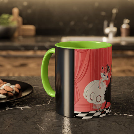 The Ladies Behind The Velvet Curtain Colorful Mugs – Art Deco Theatrical Elegance