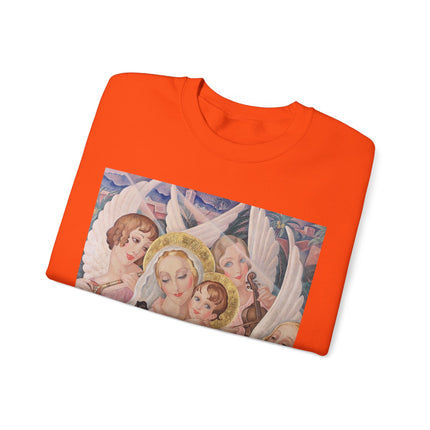 Madonna with Child Surrounded by Musical Angels by Gerda Wegener Heavy Blend™ Crewneck Sweatshirt