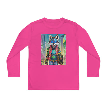 Cyber Hyena Youth Long Sleeve Competitor Tee – Neon Mischief & Futuristic Style