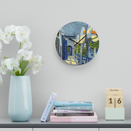 Gallery of a Moroccan Riad Acrylic Wall Clock, Round and Square