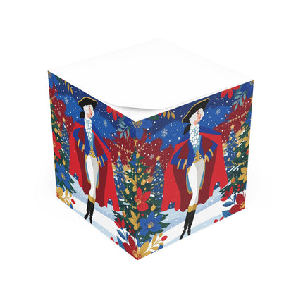 🎭🎄 The Christmas Masquerade Lady Note Cube – Art Deco Holiday Glamour