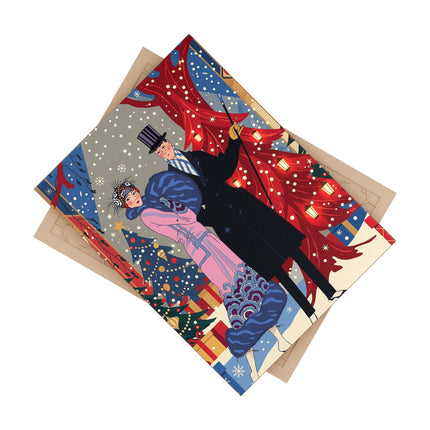 🎄✨ Christmas Eve Promenade Ceramic Tile – Art Deco Holiday Romance
