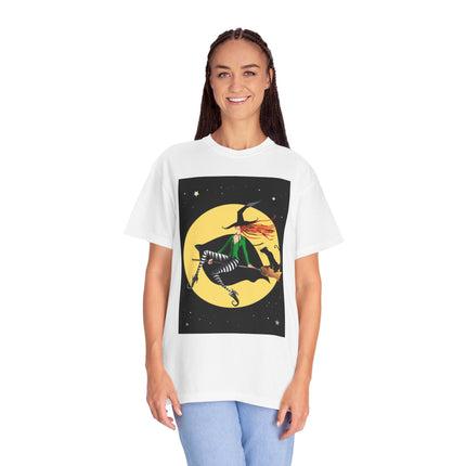 A Witch’s Moonlit Flight Unisex Garment-Dyed T-shirt