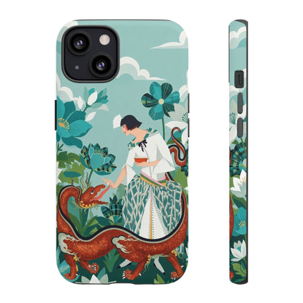 🐉🌿 The Dragon Keeper Phone Case – Art Deco Floral Fantasy